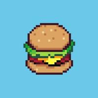 Pixel art illustration burger. Pixelated pop burger food. fast food burger pixelated for the pixel art game and icon for website. old school retro. vector