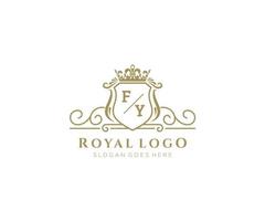 Initial FY Letter Luxurious Brand Logo Template, for Restaurant, Royalty, Boutique, Cafe, Hotel, Heraldic, Jewelry, Fashion and other vector illustration.