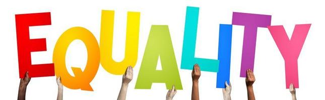 Equality - Human Hands Holding Colorful Letters photo