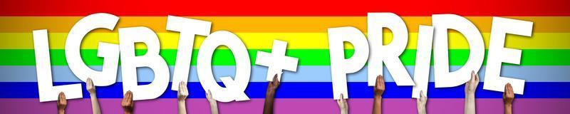 Lgbtq Banner - Human Hands Holding Colorful Letters photo