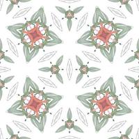 Flat illustration vector-style image of geometric floral and leaves in seamless pattern photo