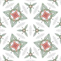 Flat illustration vector-style image of geometric floral and leaves in seamless pattern photo