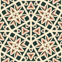 Flat illustration vector-style image of geometric floral and leaves in seamless pattern photo