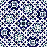 Flat illustration vector-style image of geometric floral and leaves in seamless pattern photo