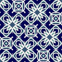 Flat illustration vector-style image of geometric floral and leaves in seamless pattern photo