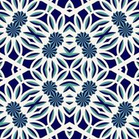 Flat illustration vector-style image of geometric floral and leaves in seamless pattern photo