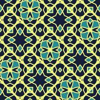 Flat illustration vector-style image of geometric floral and leaves in seamless pattern photo