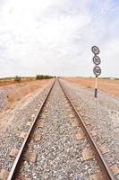 Train tracks over gravel photo