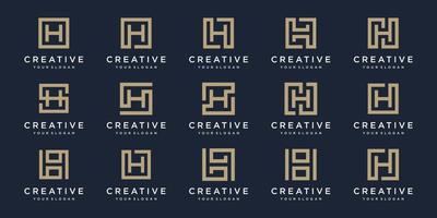 set of Logo design letters H with Square style. Vector template