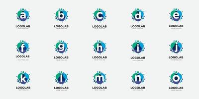 conjunto de creativo logotipo letra con punto y molécula concepto logo modelo. vector