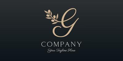 letter G combined twig Olive oil logo design template. vector