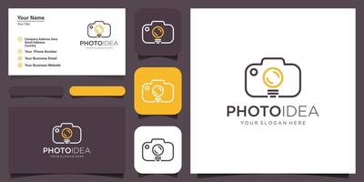 photo idea logo, lamp with camera design vector simple elegant modern style.