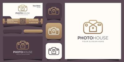 home photo logo, lens with house design vector simple elegant modern style.