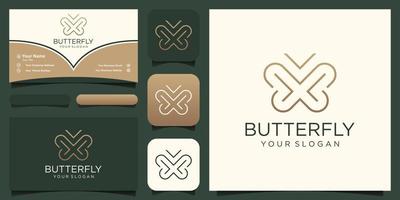 Butterfly Logo geometric design abstract vector template Linear style icon.