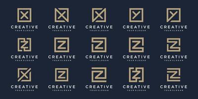 set of Logo design letters X, Y  and Z with Square style. Vector template