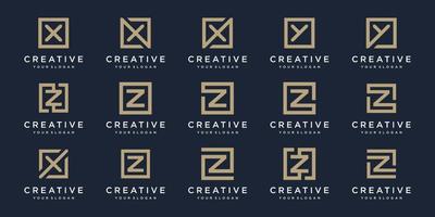 set of Logo design letters X, Y  and Z with Square style. Vector template