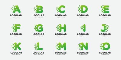 colección logotipo letra o inicial con punto y molécula concepto logo modelo. vector