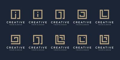 set of Logo design letters I, J and L with Square style. Vector template