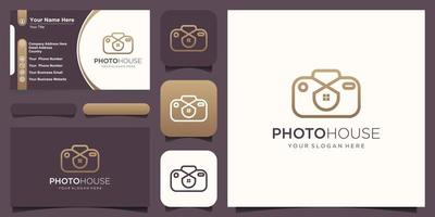 home photo logo, lens with house design vector simple elegant modern style.