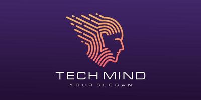 Head tech logo, robotic technology logo vector design inspiration