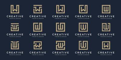 set of Logo design letter W with Square style. Vector template