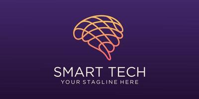 cerebro tecnología logo diseño. artificial inteligencia y tecnología logo vector diseño