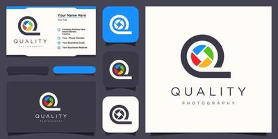 letter q camera logo. camera photography logo with letter q icon vector template