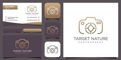 leaf target camera logo design, design vector simple elegant modern style.