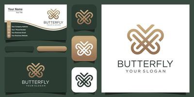 butterfly logo vector line outline mono line icon illustration, elegant and simple geometric insect