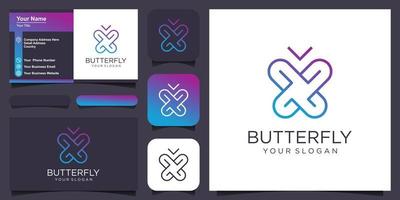 Butterfly Logo geometric design abstract vector template Linear style icon.