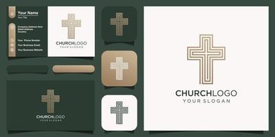 Christian cross praying logo icon vector