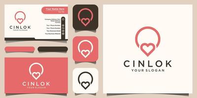 love location logo design. combined  heart and map marker and business card design vector