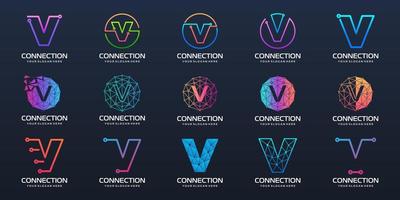 conjunto de letra v logo diseño. tecnología diseño conjunto con letra vector. vector