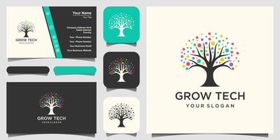 Tree Tech Logo Template Design. vector