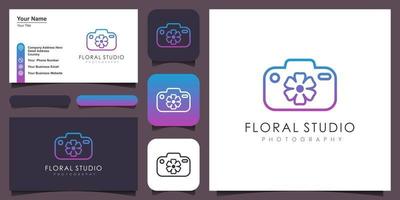 floral cámara logo, diseño vector sencillo elegante