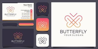 Butterfly Logo geometric design abstract vector template Linear style icon.