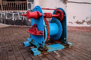 Blue metal winch photo