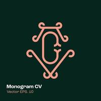 monograma logo CV vector