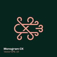 monograma logo cx vector