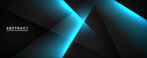 3D black techno abstract background overlap layer on dark space with blue light effect decoration. Modern graphic design element cutout style concept for banner, flyer, card, or brochure cover vector