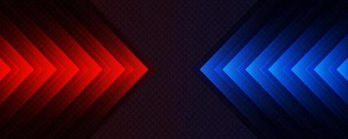3D red blue techno abstract background overlap layer on dark space with arrow decoration. Modern graphic design element motion style concept for banner, flyer, card, brochure cover, or landing page vector
