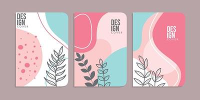 set of book cover designs with hand drawn foliage decorations. abstract retro botanical background.size A4 For notebooks, diary, invitation, planners, brochures, books, catalogs vector