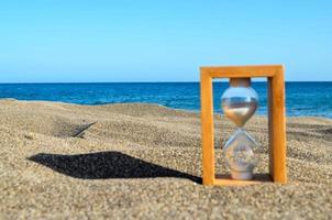 Hourglass in the sand photo