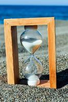 Hourglass in the sand photo