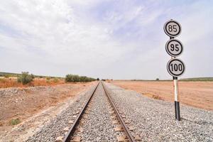Railroad tracks through the landscape photo