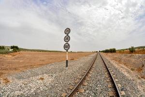 Railroad tracks through the landscape photo