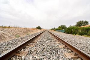 Railroad tracks through the landscape photo