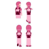 Set Of Hijab Girl Student With Schoolbag In Back View vector