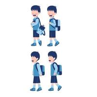 Set Of Boy Student With Schoolbag vector