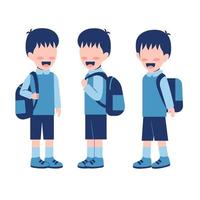 Set Of Boy Student With Schoolbag vector